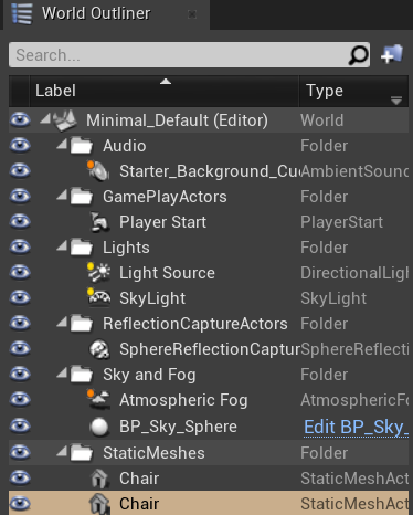 World Outliner in Unreal Engine